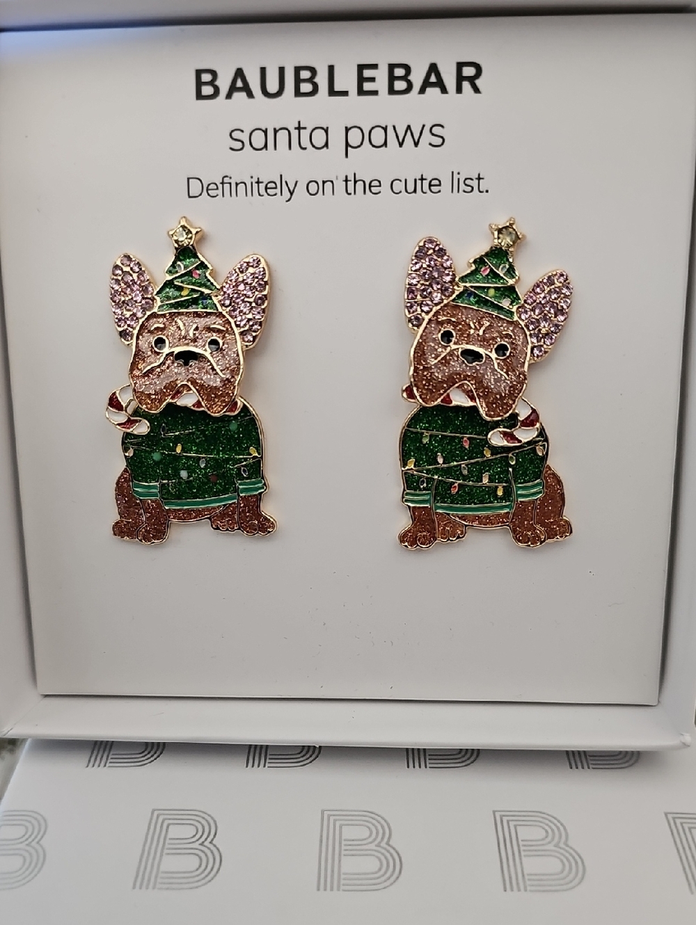 BaubleBar Santa Paws Stud Earrings NWT